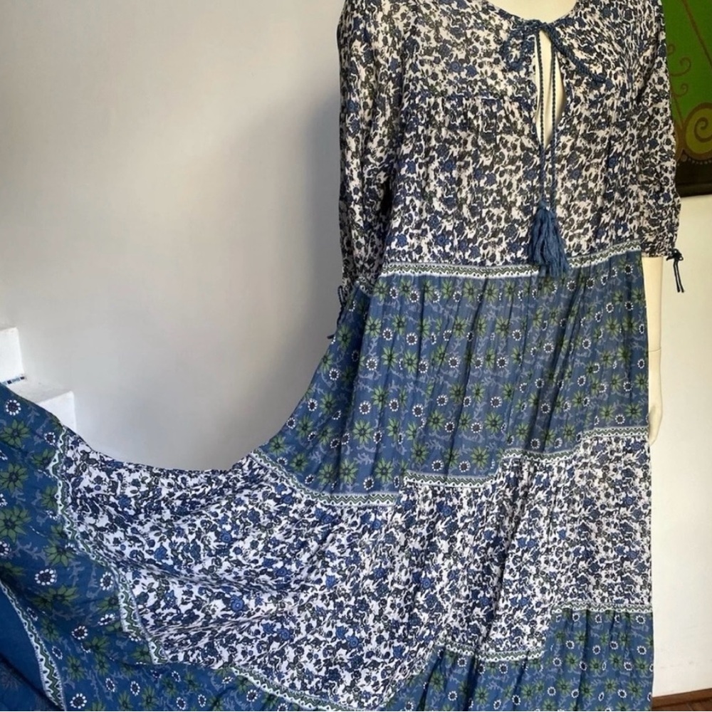 Daughters of India Blue and White Maxi Dress S/M